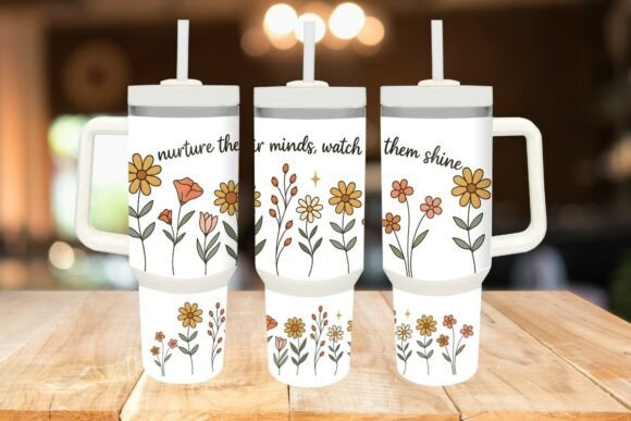 40oz Floral Teacher Tumbler Wrap PNG: A Digital Solution for Back to School Creativity