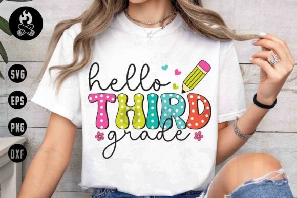 Hello Third Grade SVG & School Pencil Design