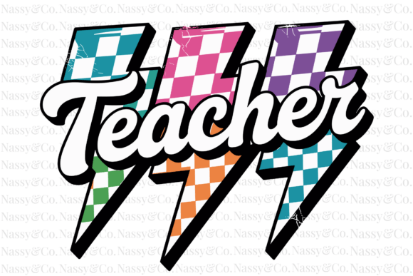 Lightning Bolt Checkered Teacher PNG: A Practical Asset for Back-to-School Creations