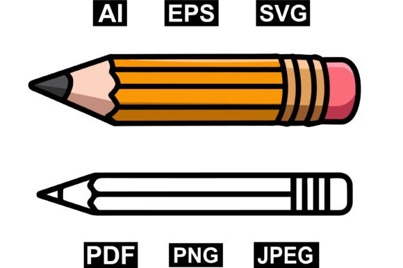 Pencil Clipart Bundle with Outline