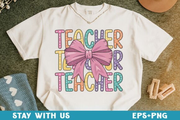 Teacher Coquette Bow PNG, Retro Teach.